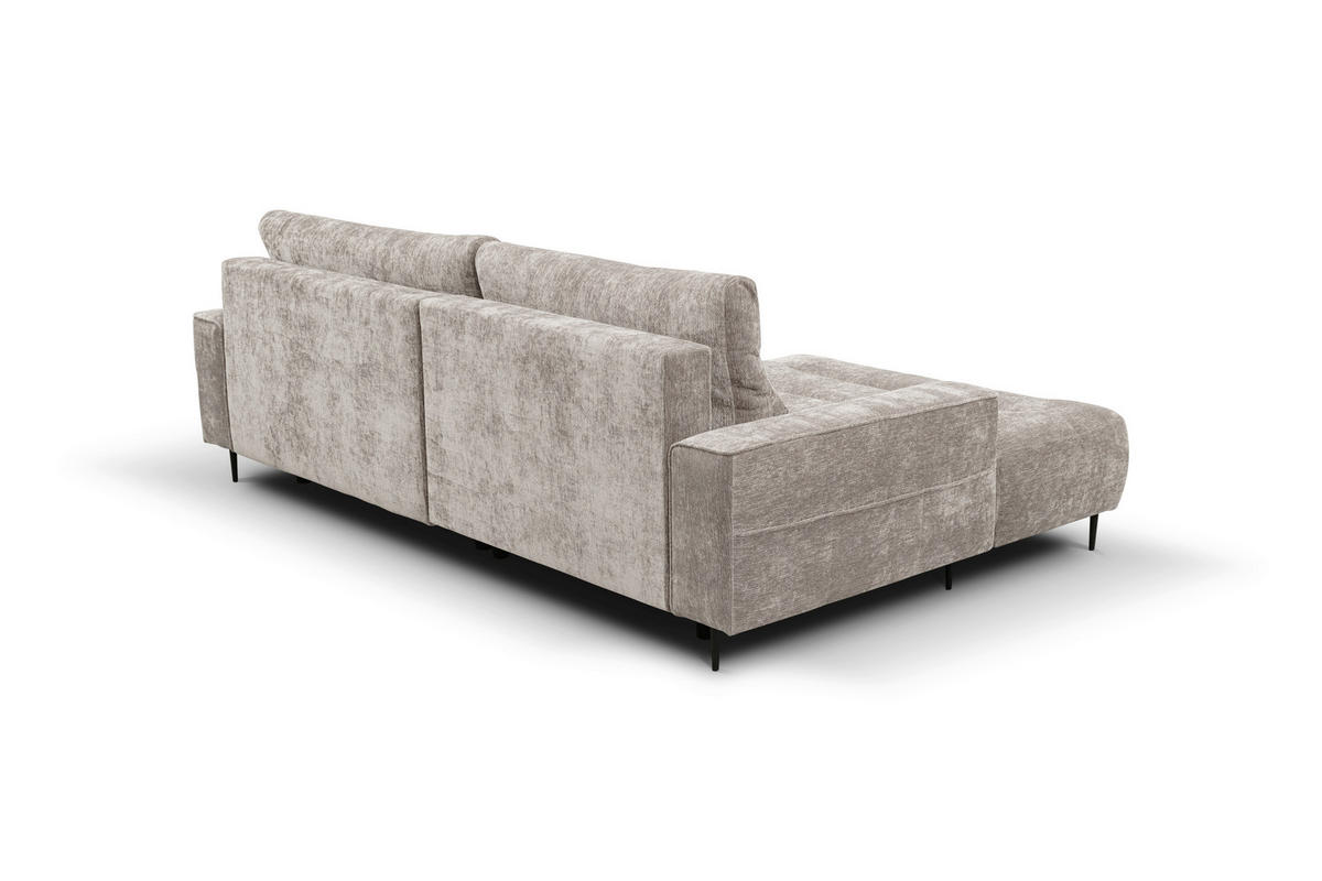 ECKSOFA PABLO Beige Struktur Rückenkissen, Bettkasten  - Beige/Schwarz, Design, Holz/Textil (160/260cm) - MID.YOU