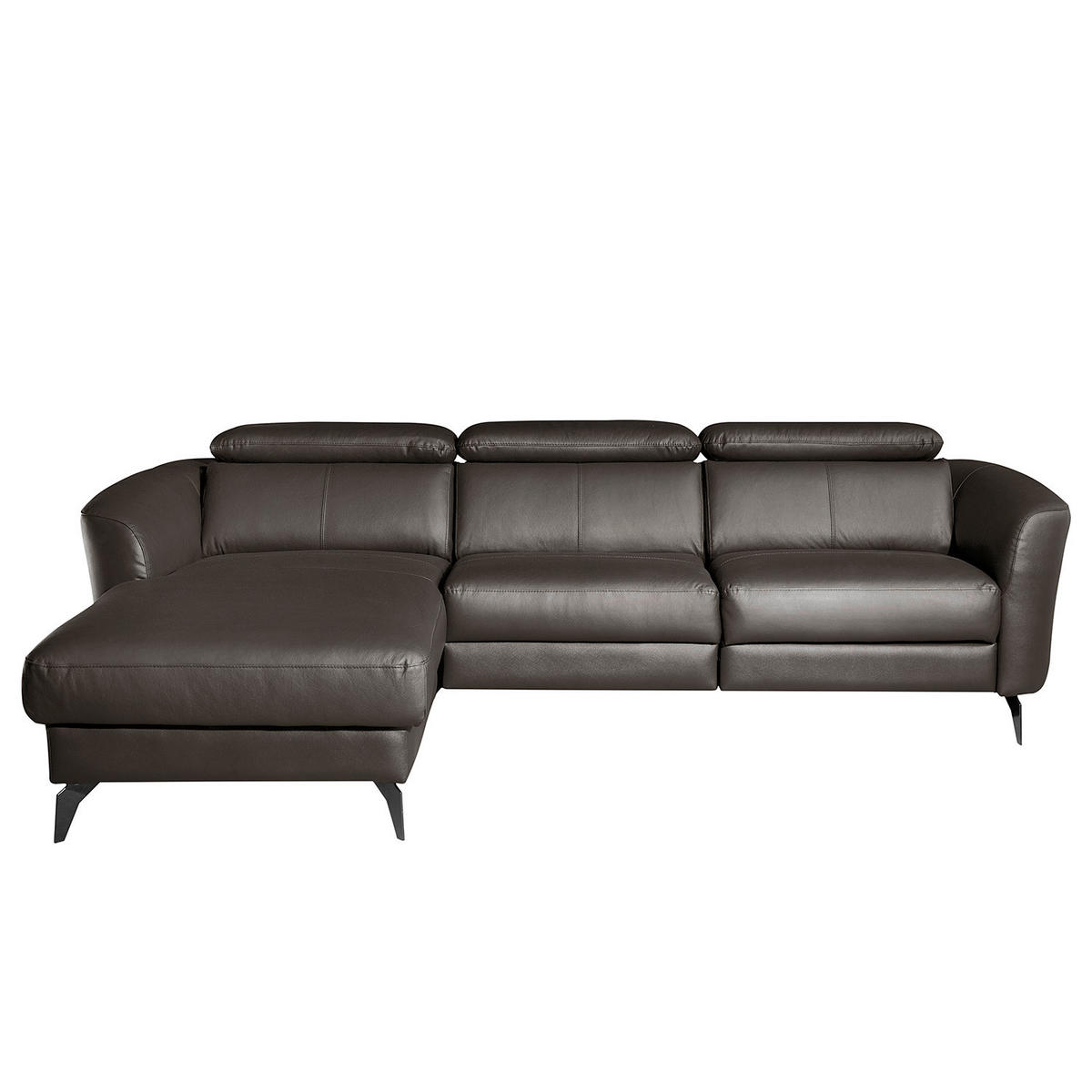 ECKSOFA Dunkelbraun Echtleder Lederlook  - Dunkelbraun/Schwarz, Design, Leder/Textil (183/261cm) - Livetastic