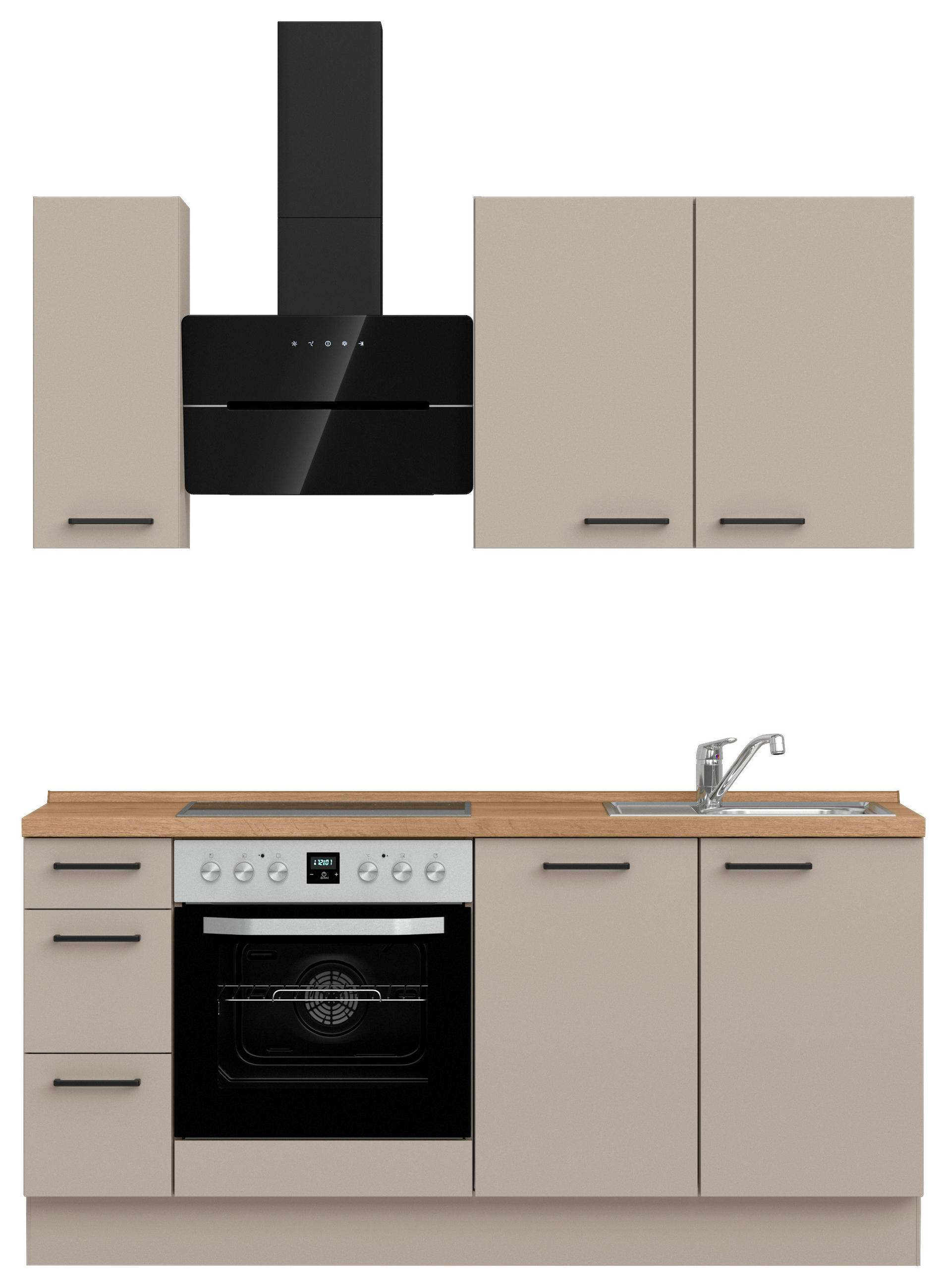 KÜCHENBLOCK 180 cm   in Eichefarben, Sandfarben  - Sandfarben/Eichefarben, MODERN, Holzwerkstoff/Metall (180cm) - Nobilia