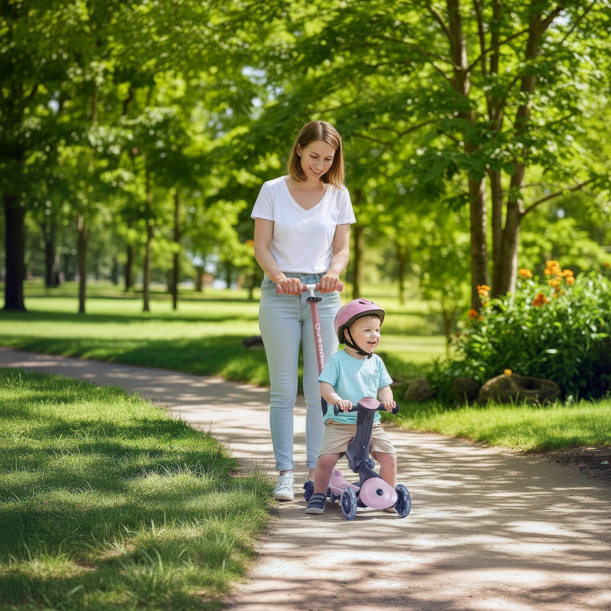 LAUFRAD GO-UP ACTIVE LIGHTS ECO 3IN1  - Pink/Beere, LIFESTYLE, Kunststoff/Metall (67/28/95,5cm) - GLOBBER