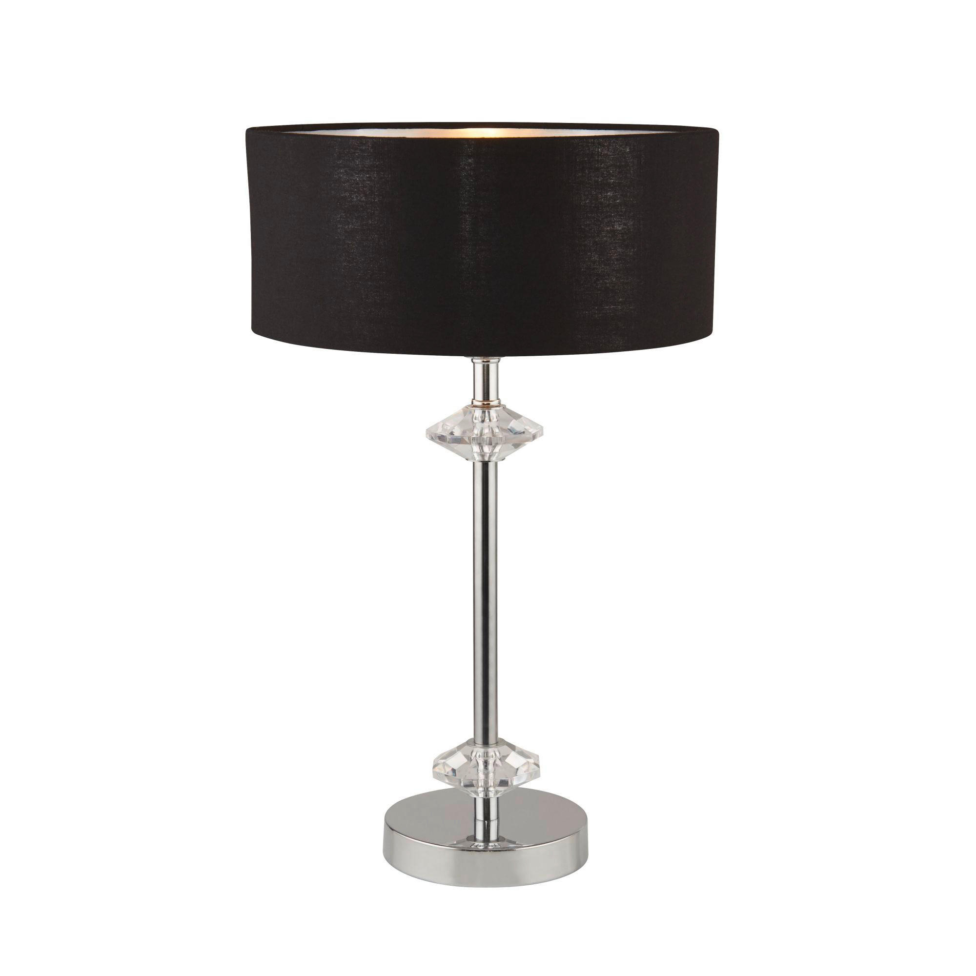 TISCHLEUCHTE Ontario 46/28 cm   - Chromfarben/Schwarz, MODERN, Leder/Kunststoff (46/28cm) - Searchlight