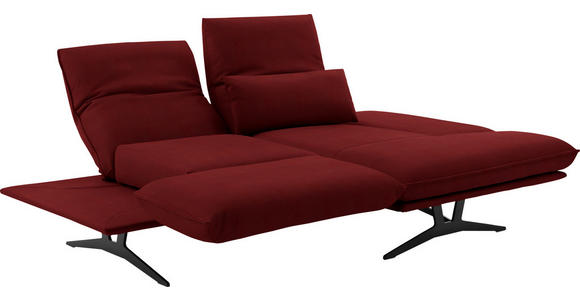 ECKSOFA in Echtleder Rot  - Rot/Schwarz, Design, Leder/Metall (210/130cm) - Dieter Knoll