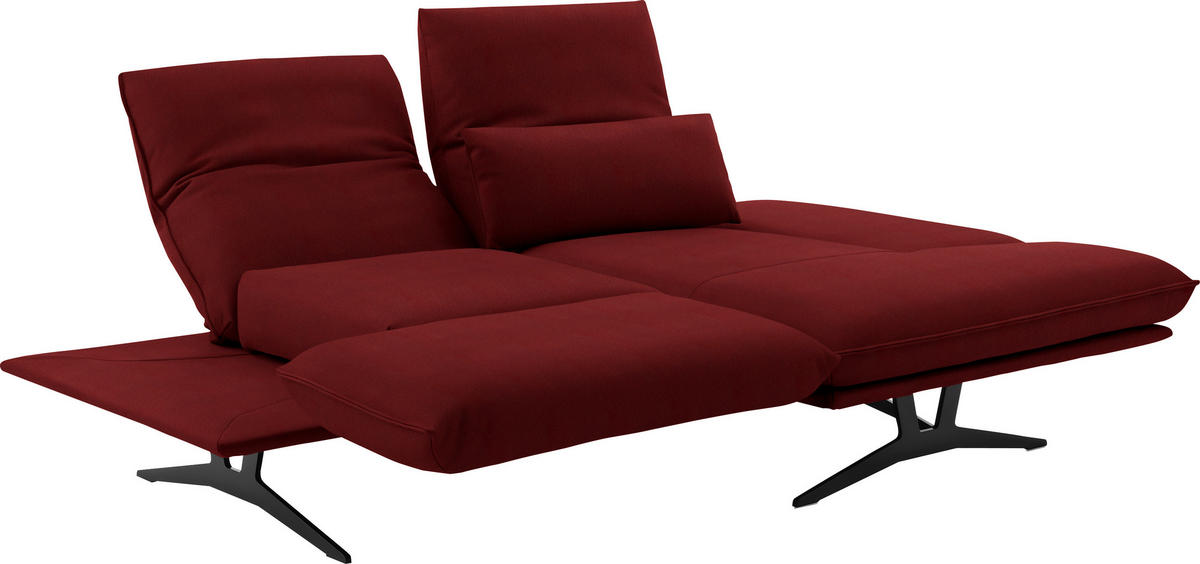 ECKSOFA in Echtleder Rot  - Rot/Schwarz, Design, Leder/Metall (210/130cm) - Dieter Knoll