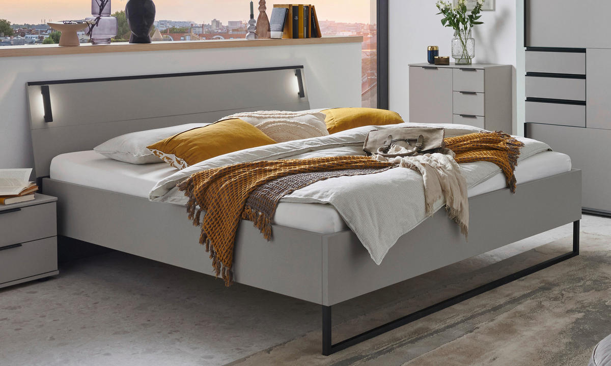 BETT 180/200 cm  in Sahara, Graphitfarben   - Schwarz/Graphitfarben, Design, Holzwerkstoff/Metall (180/200cm) - Carryhome