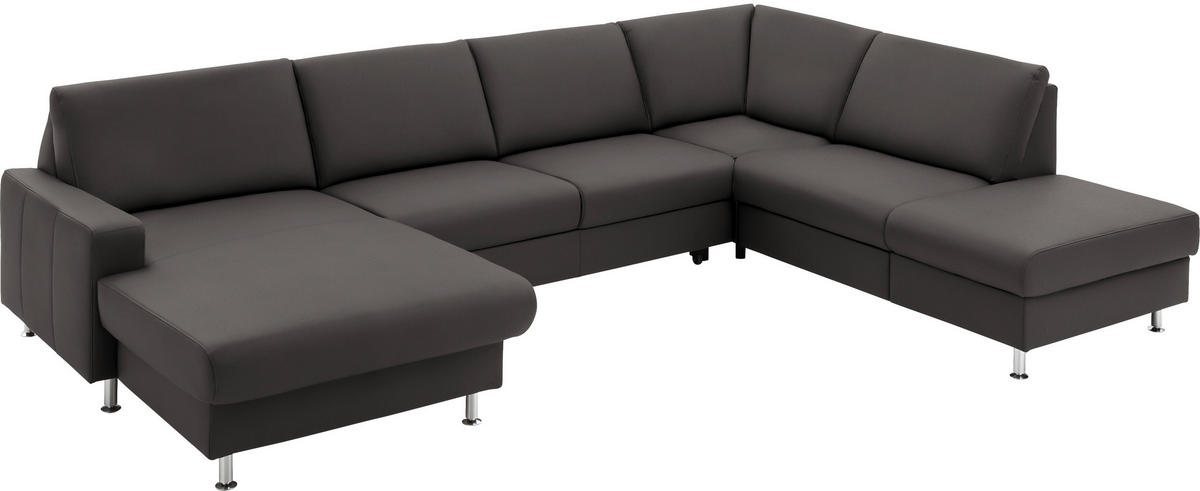 WOHNLANDSCHAFT in Echtleder Grau  - Alufarben/Grau, Design, Leder/Metall (165/339/233cm) - Beldomo Premium