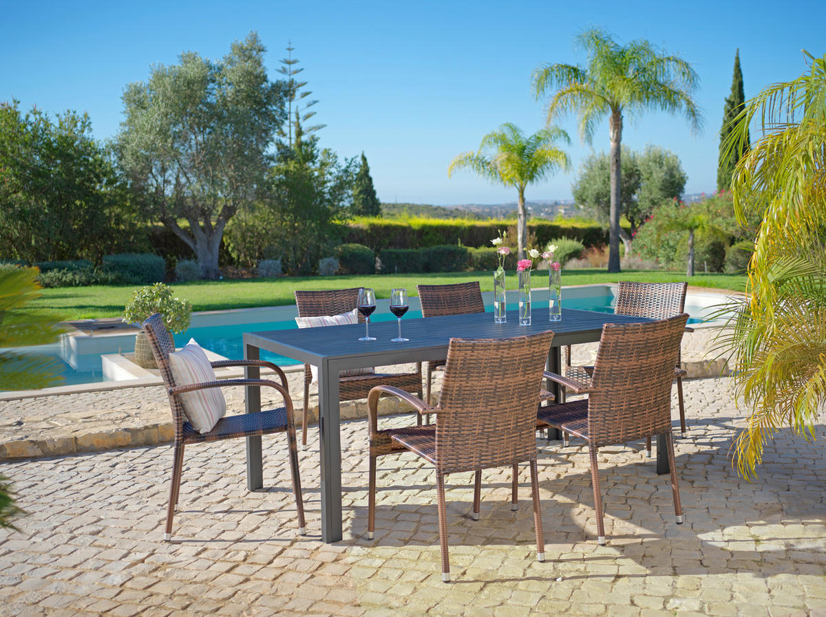 STOLICA VRTNA  sivo-smeđa  metal, plastika      - sivo-smeđa/tamno smeđa, Moderno, metal/plastika (64/87/56cm) - Ambia Garden