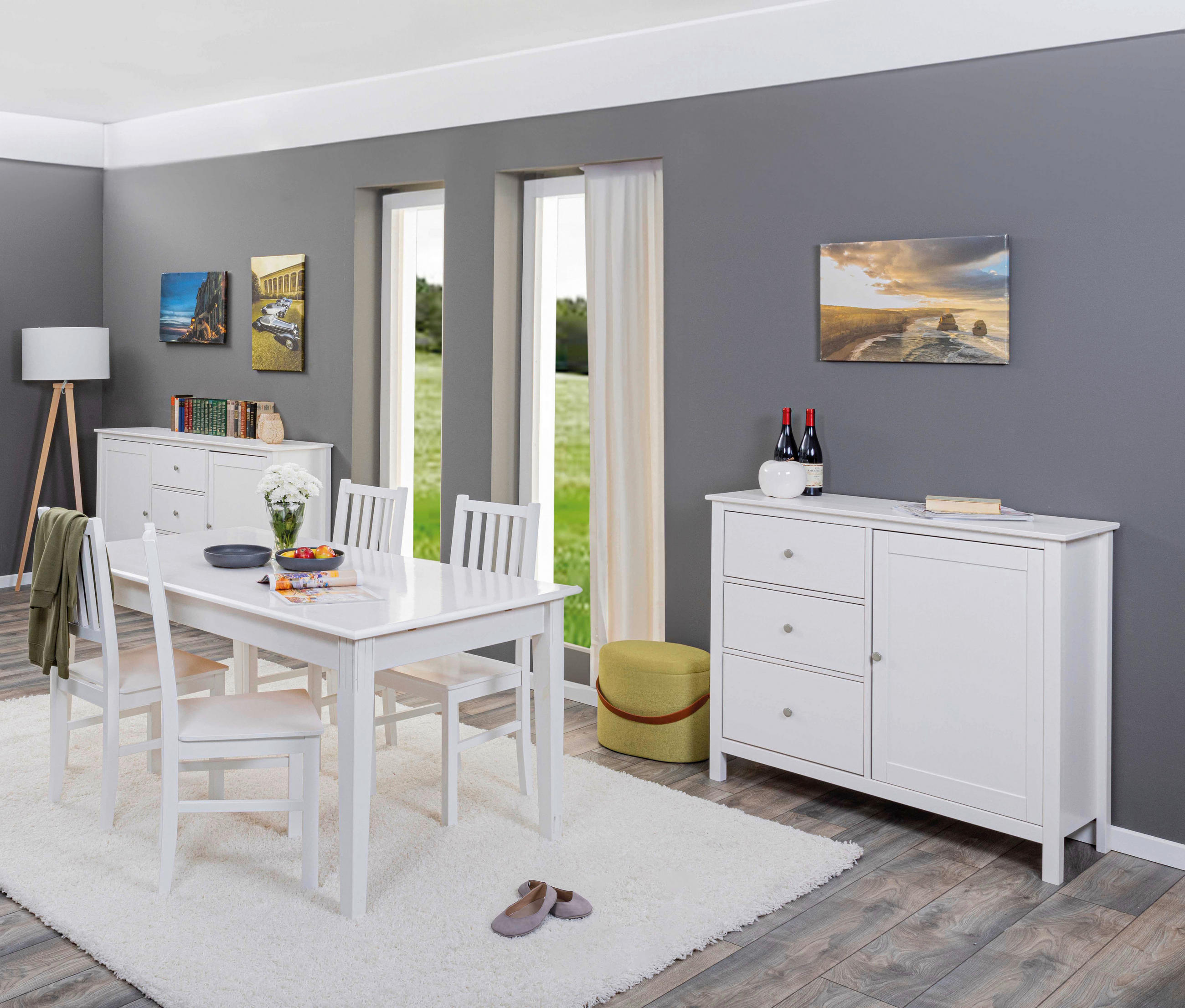 KOMODA, bela - srebrne barve/bela, Design, kovina/les (110/96/40cm) - Livetastic