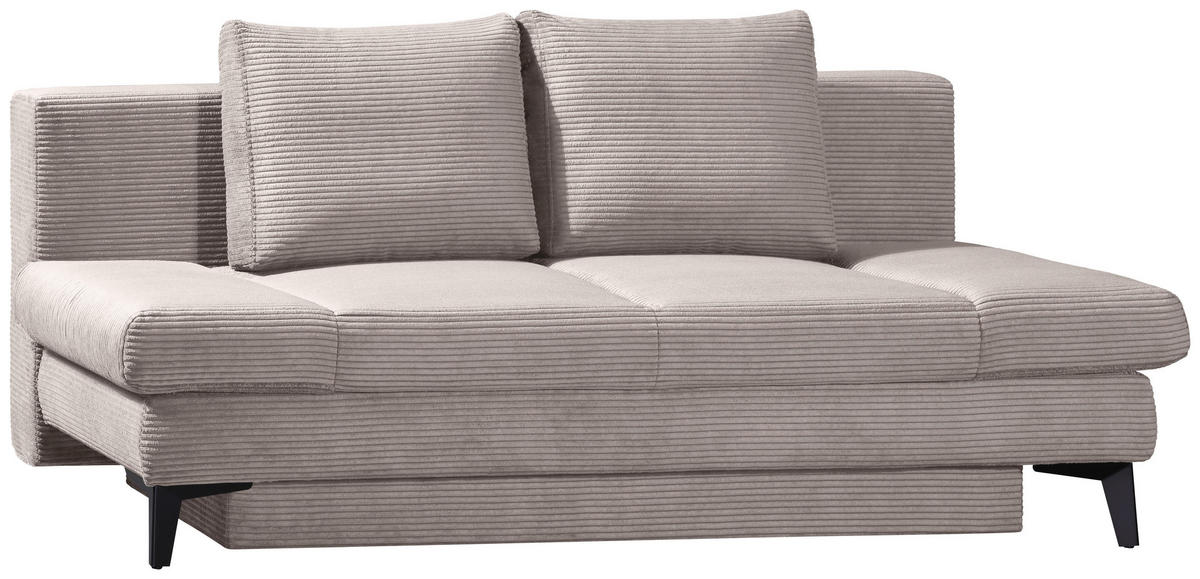 SCHLAFSOFA Cord Cappuccino  inkl. Bettkasten, Schlaffunktion, Armteilverstellung  - Schwarz/Cappuccino, Design, Textil/Metall (200/85/90cm) - Novel