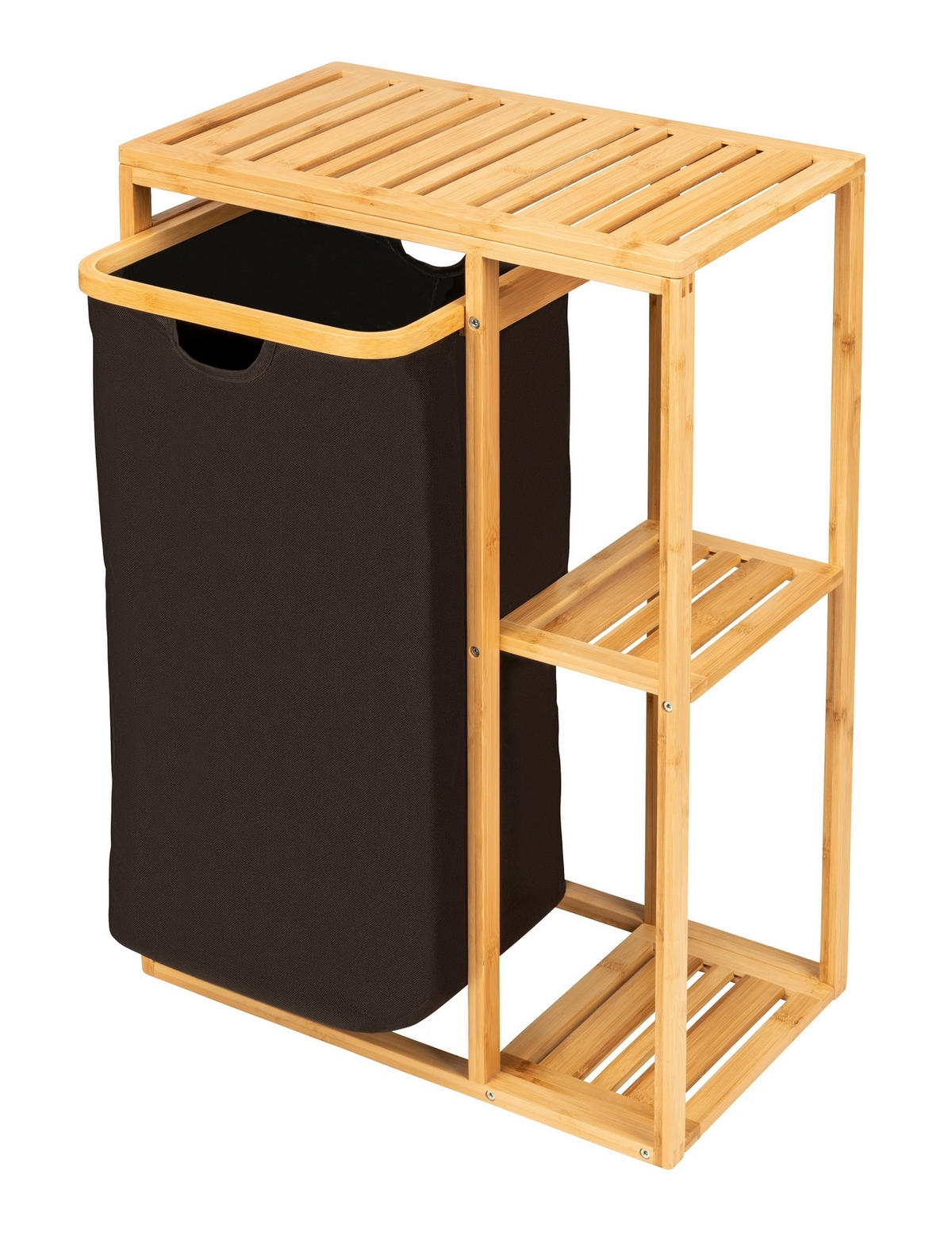 BADEZIMMERREGAL 50/70/30 cm  - Schwarz/Braun, KONVENTIONELL, Holz/Textil (50/70/30cm) - Wenko
