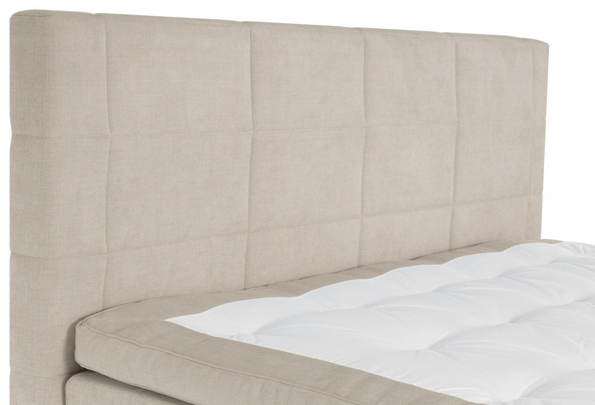 KONTINENTALSÄNG 180/200 cm  i beige  - beige/svart, Klassisk, metall/textil (180/200cm) - Novel
