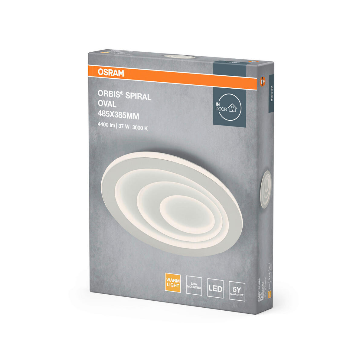 LED-DECKENLEUCHTE Orbis Spiral Oval 48,5/38,5/5,6 cm   - Weiß, Design, Kunststoff/Metall (48,5/38,5/5,6cm) - Osram