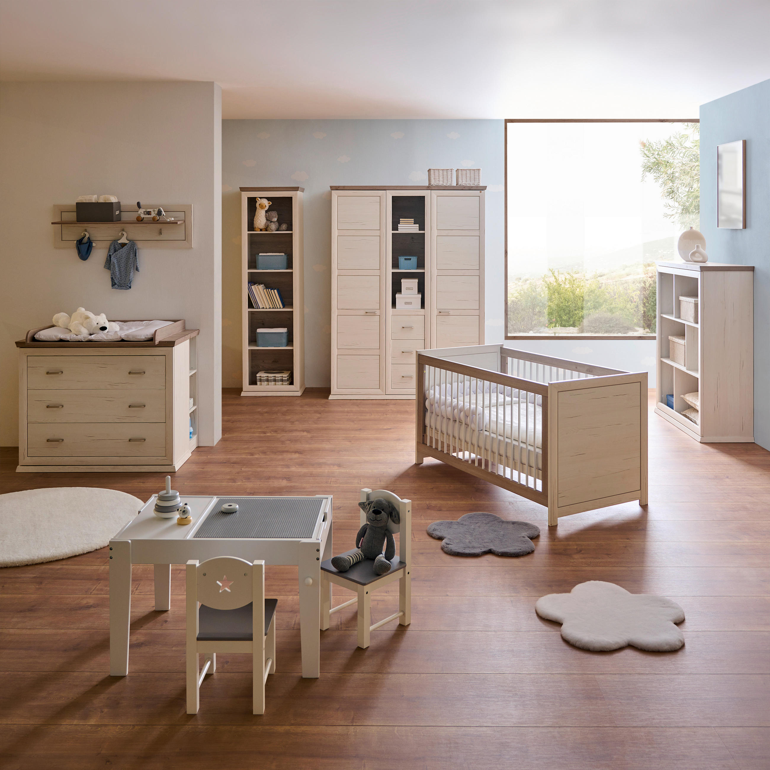 GITTERBETT CAMRON 145/76,50/80 cm  - Weiß/Grau, Natur, Holz/Holzwerkstoff (145/76,50/80cm) - My Baby Lou