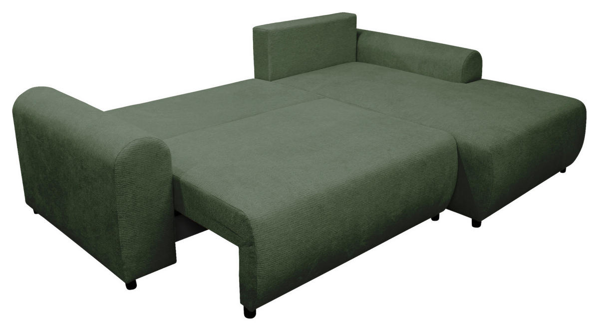 ECKSOFA in Struktur Grün  250/160 cm  - Schwarz/Grün, Design, Kunststoff/Textil (250/160cm) - MID.YOU