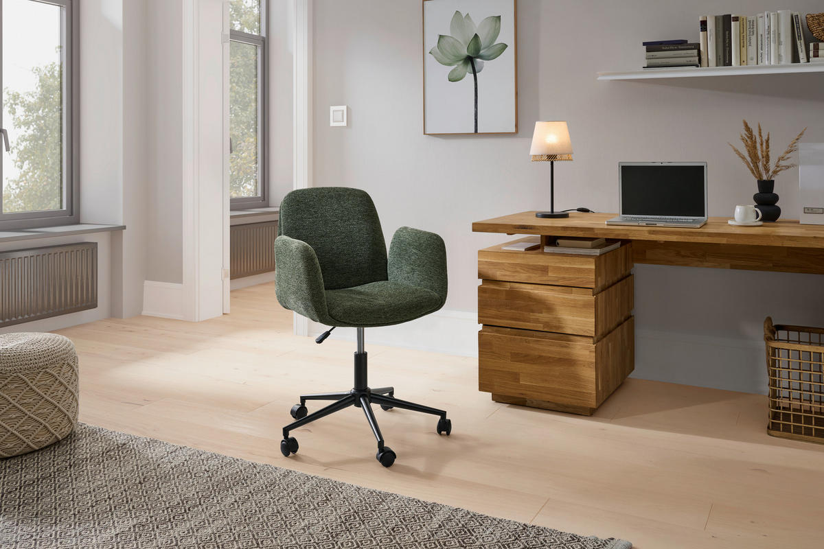 DREHSTUHL Webstoff Grün  - Schwarz/Grün, MODERN, Kunststoff/Textil (55/85-95/60cm) - Livetastic
