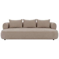 BIGSOFA in Chenille Hellbraun  - Hellbraun/Schwarz, Design, Kunststoff/Textil (240/76/122cm) - Livetastic