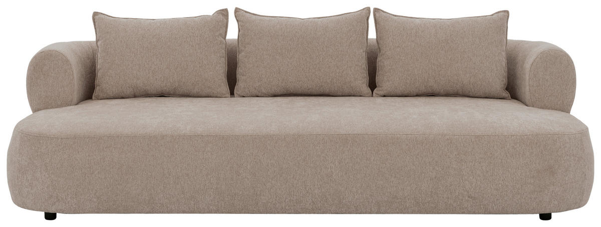 BIGSOFA in Chenille Hellbraun  - Hellbraun/Schwarz, Design, Kunststoff/Textil (240/76/122cm) - Livetastic