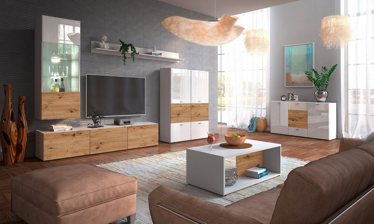 KLUBSKA MIZA, 110/40/60 cm bela, hrast artisan  - bela/hrast artisan, Design, leseni material (110/40/60cm) - Carryhome