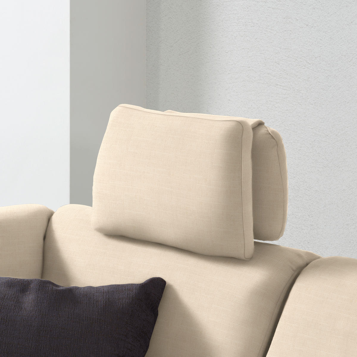 ECKSOFA in Chenille Creme  208/226 cm  - Creme/Schwarz, KONVENTIONELL, Textil (208/226cm) - Sedda