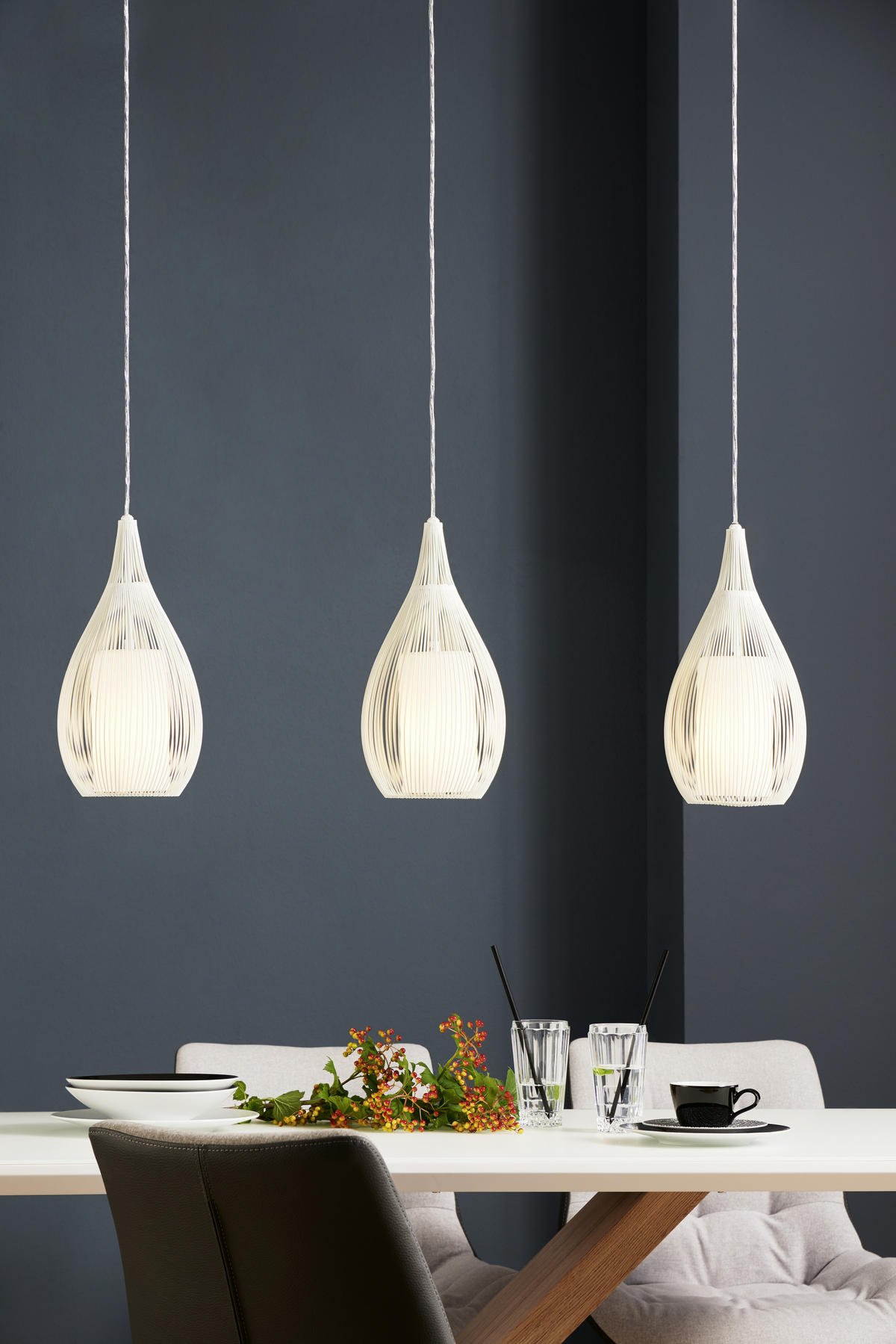 HÄNGELEUCHTE RAZONI 99/19/110 cm   - Weiß, LIFESTYLE, Glas/Metall (99/19/110cm) - Eglo