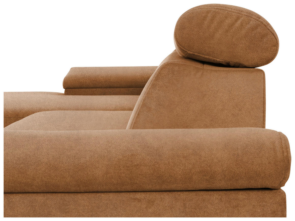 ECKSOFA in Velours Bernsteinfarben  - Bernsteinfarben/Schwarz, Modern, Textil/Metall (176/258cm) - MID.YOU