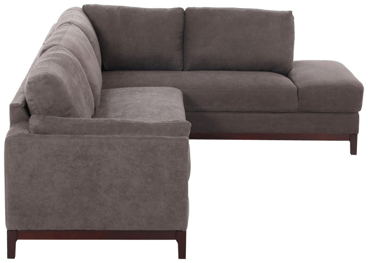 ECKSOFA Grau Webstoff  - Braun/Grau, Basics, Holz/Textil (278/210cm) - MID.YOU