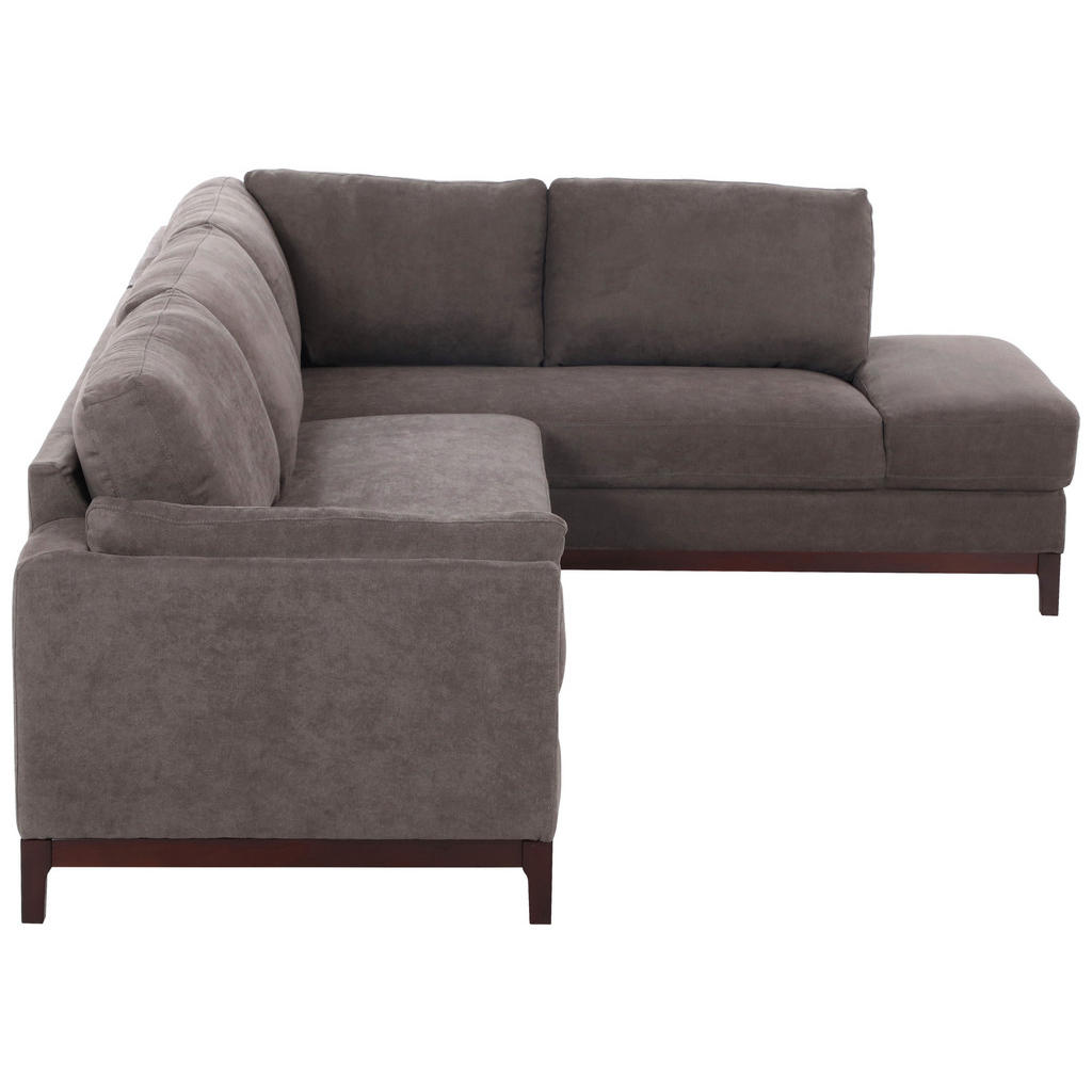 Thumbnail - Mid.you Ecksofa, Grau, Textil, Kautschukholz, massiv, 4-Sitzer, Füllung: Polyester, L-Form, Ottomane rechts, 278x210 cm,...