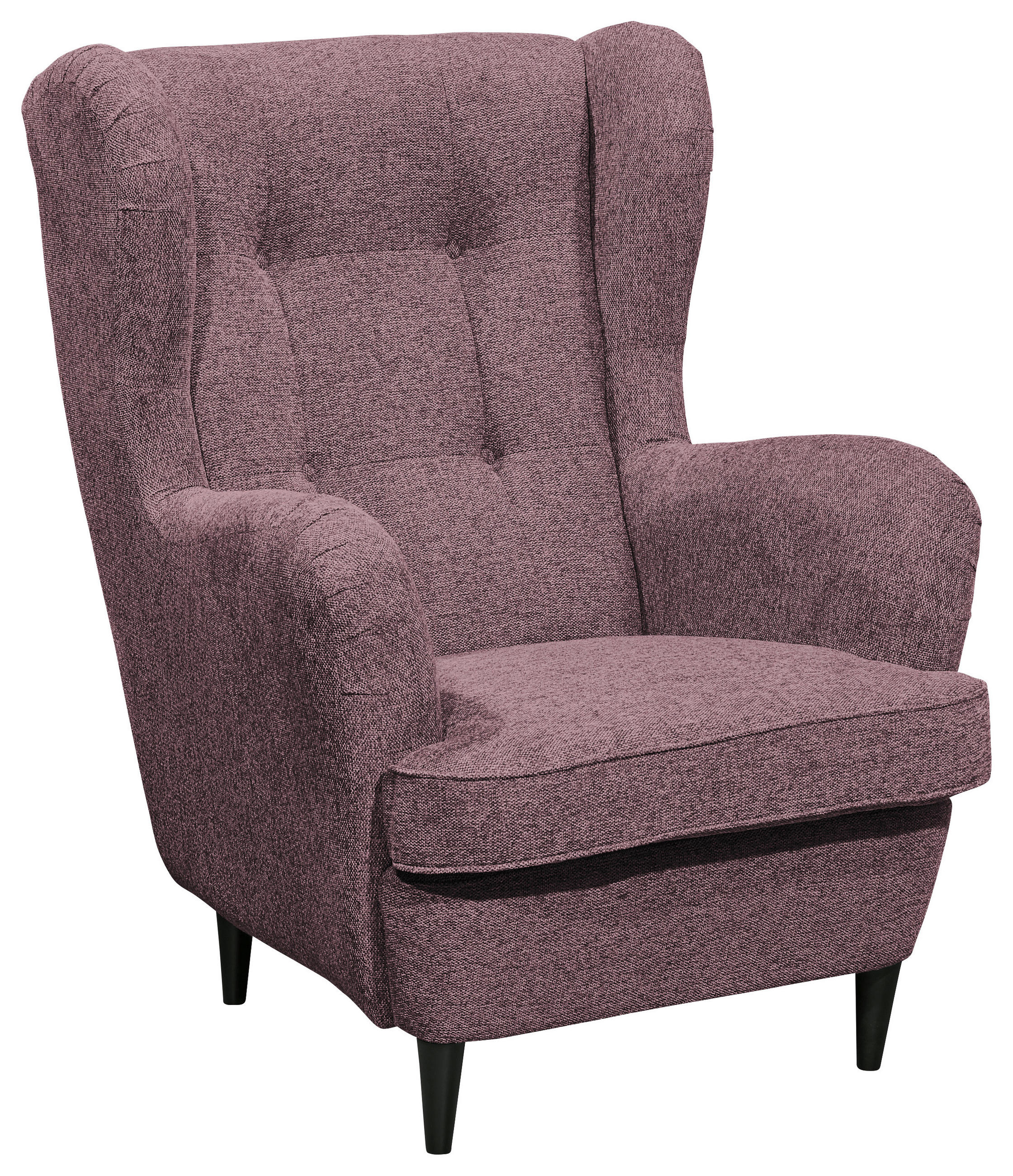 OHRENSESSEL Webstoff Aubergine  - Aubergine/Schwarz, Basics, Holzwerkstoff/Textil (78/102/98cm) - Livetastic