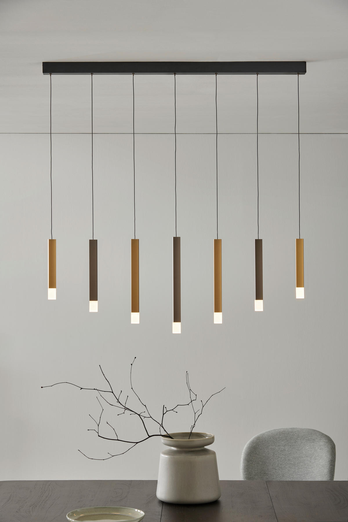 LED-HÄNGELEUCHTE 108/4,5/150 cm  - Goldfarben/Schwarz, Design, Kunststoff/Metall (108/4,5/150cm)