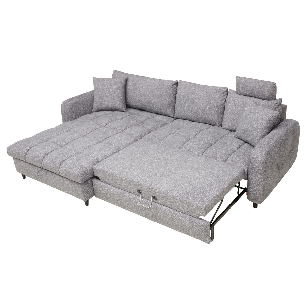 ECKSOFA inkl. Funktionen Grau Velours  - Schwarz/Grau, MODERN, Holz/Textil (282/184cm) - Lomoco