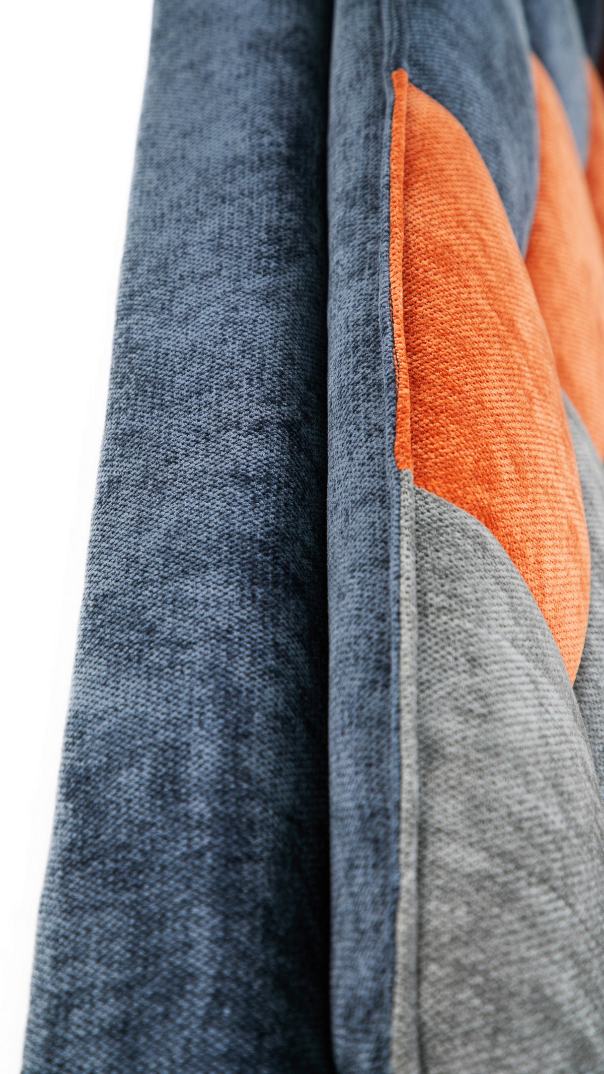 SCHLAFSOFA Chenille Blau, Grau, Orange  - Blau/Naturfarben, Design, Holz/Textil (180/77/91cm) - MID.YOU