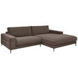 ECKSOFA in Feincord Braun  - Schwarz/Braun, Design, Textil/Metall (293/207cm) - Dieter Knoll