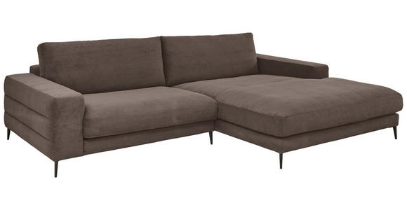 ECKSOFA in Feincord Braun  - Schwarz/Braun, Design, Textil/Metall (293/207cm) - Dieter Knoll