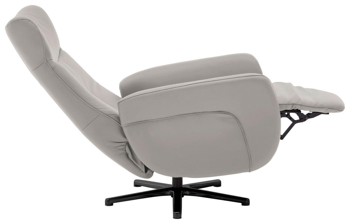 RELAXSESSEL in Leder Hellgrau  - Hellgrau/Schwarz, Design, Leder/Metall (76/112/83cm) - Beldomo Speed