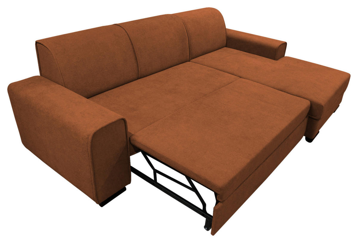 ECKSOFA Rostfarben Struktur, Bouclé  - Rostfarben/Schwarz, Design, Kunststoff/Textil (270/175cm) - MID.YOU