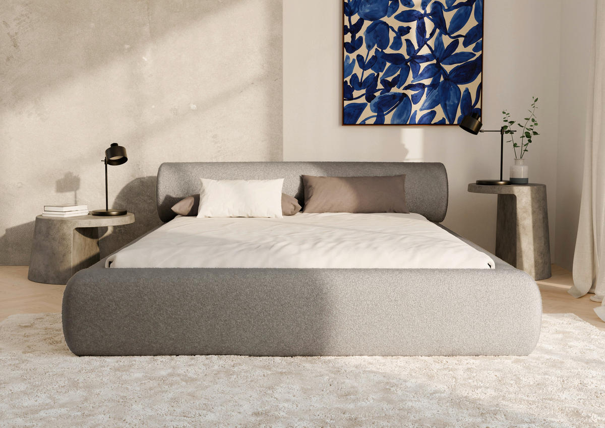 POLSTERBETT 160/200 cm,  in Dunkelgrau, Lattenrost, Bettkasten,  - Dunkelgrau/Schwarz, Design, Holz/Textil (160/200cm) - Chameo