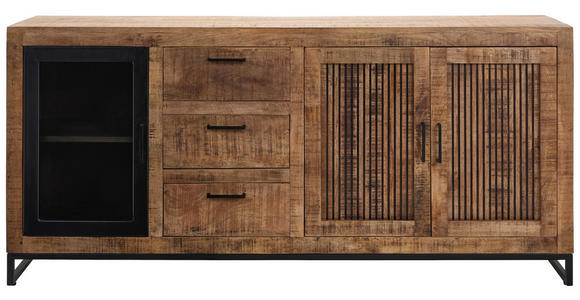 SIDEBOARD 175/80/40 cm  - Hellbraun/Schwarz, Design, Glas/Holz (175/80/40cm) - Carryhome