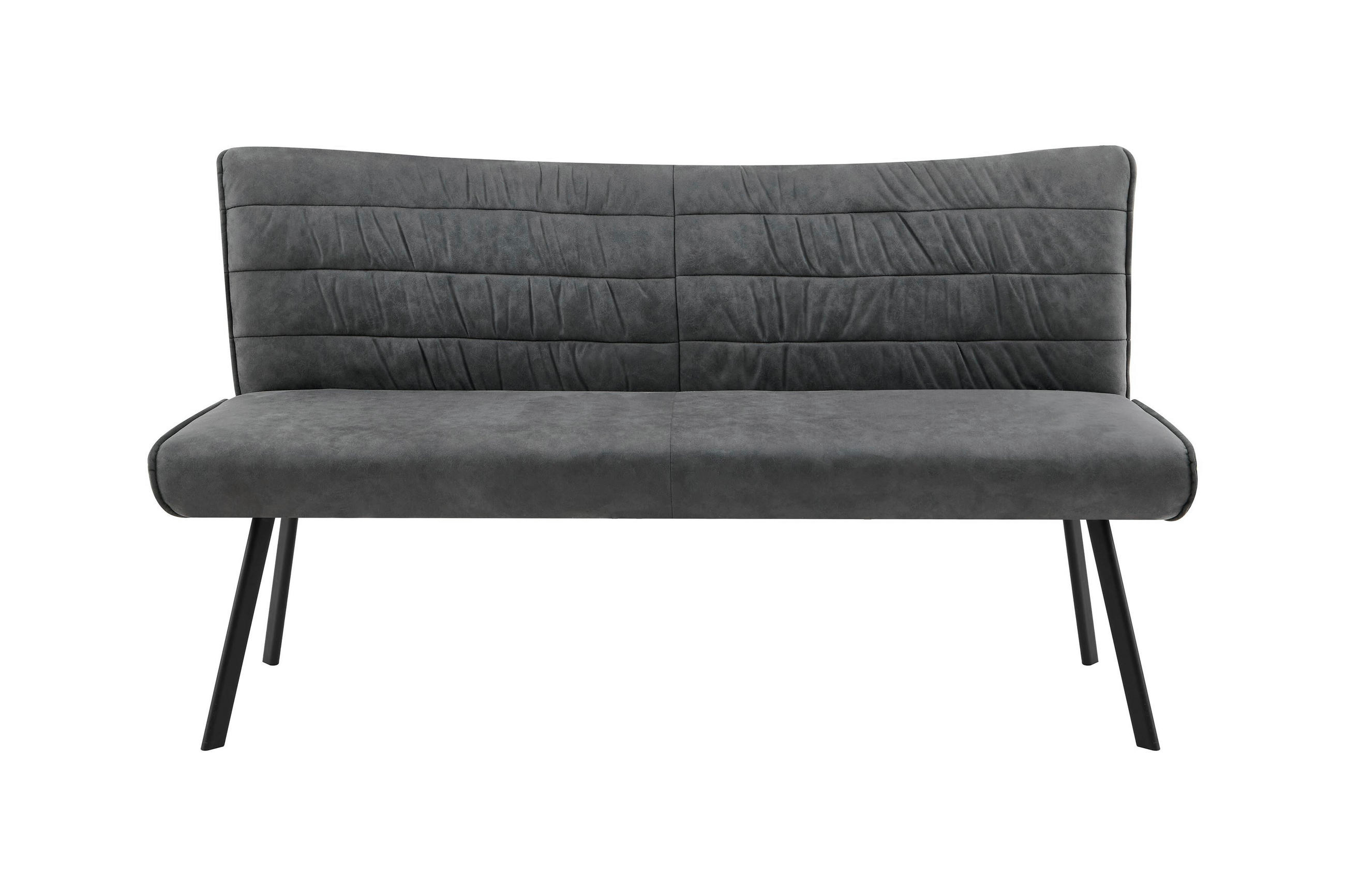 STUHL-SET  in Stahl Mikrofaser  - Anthrazit, MODERN, Textil/Metall (161/90/63cm) - MID.YOU