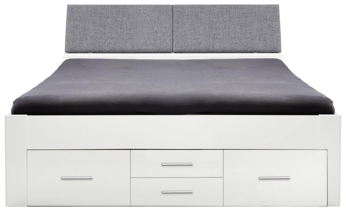 STAURAUMBETT 180/200 cm  in Weiss, Hellgrau   - Weiss/Hellgrau, Konventionell, Holzwerkstoff/Textil (180/200cm) - Ti'me