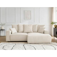 ECKSOFA Ottomane rechts  ATILLA Beige Cord  - Beige/Schwarz, MODERN, Kunststoff/Textil (244/149cm)