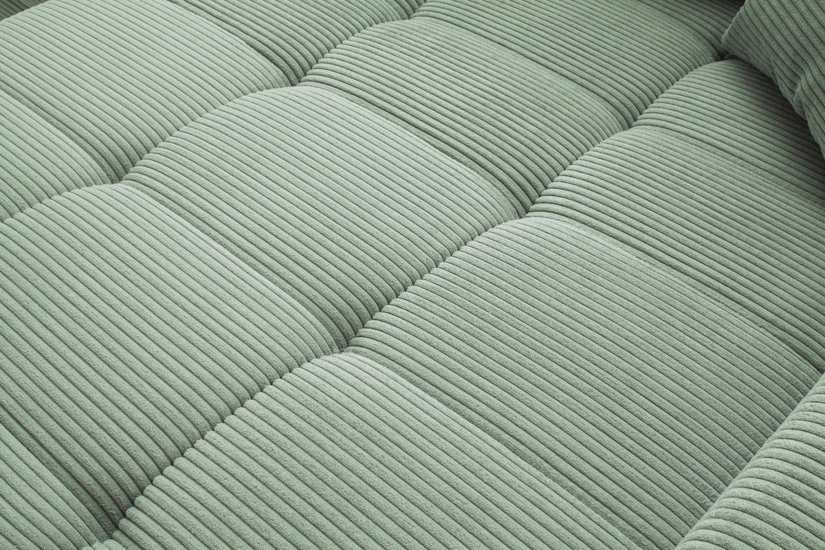 ECKSOFA Pastellgrün Cord  - Pastellgrün/Schwarz, KONVENTIONELL, Textil/Metall (280/173cm) - Hom`in