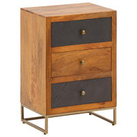 NOČNÍ STOLEK, mangové dřevo, přírodní barvy, 40/60/30 cm - přírodní barvy/barvy zlata, Lifestyle, kov/dřevo (40/60/30cm) - MID.YOU