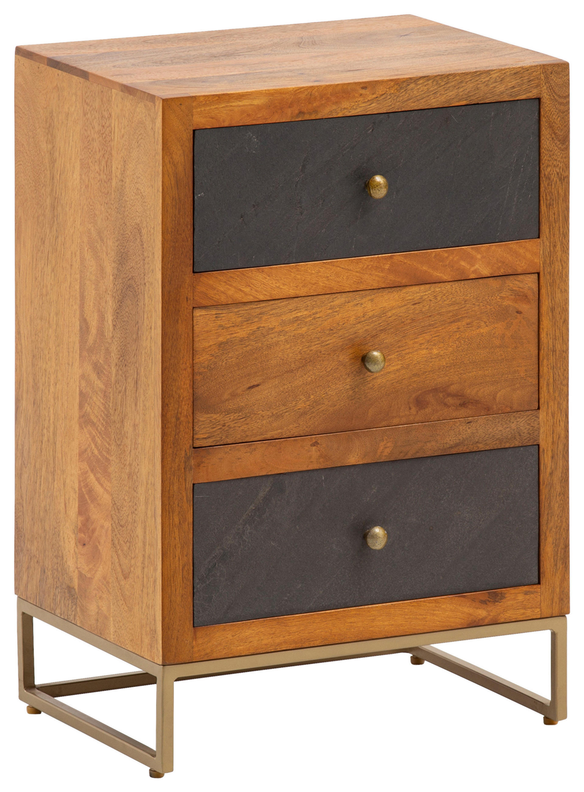 Noptieră, 40/60/30 cm, masiv lemn de mango culoare natur