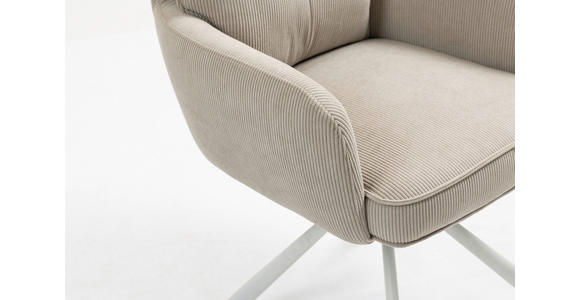 ARMLEHNSTUHL in Feincord - Taupe/Creme, Design, Textil/Metall (61/95/67cm) - Novel