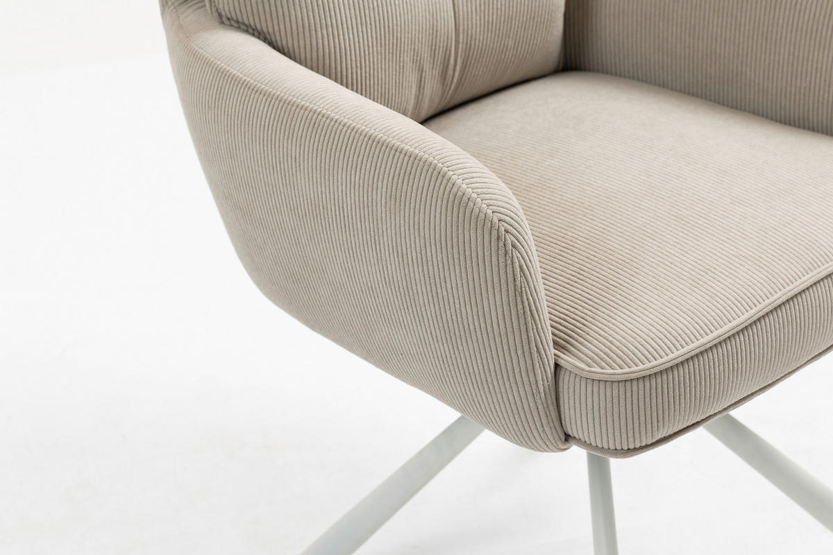 ARMLEHNSTUHL  in Feincord  - Taupe/Creme, Design, Textil/Metall (61/95/67cm) - Novel