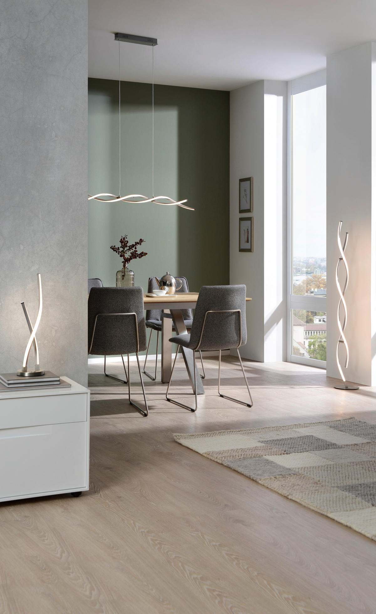 LED-HÄNGELEUCHTE 110/8/140 cm   - Nickelfarben, Design, Metall (110/8/140cm) - Paul Neuhaus