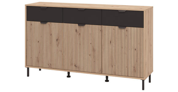 KOMMODE  in 157/92,5/40 cm  - Schwarz/Eiche Artisan, Basics, Holzwerkstoff/Metall (157/92,5/40cm) - Carryhome