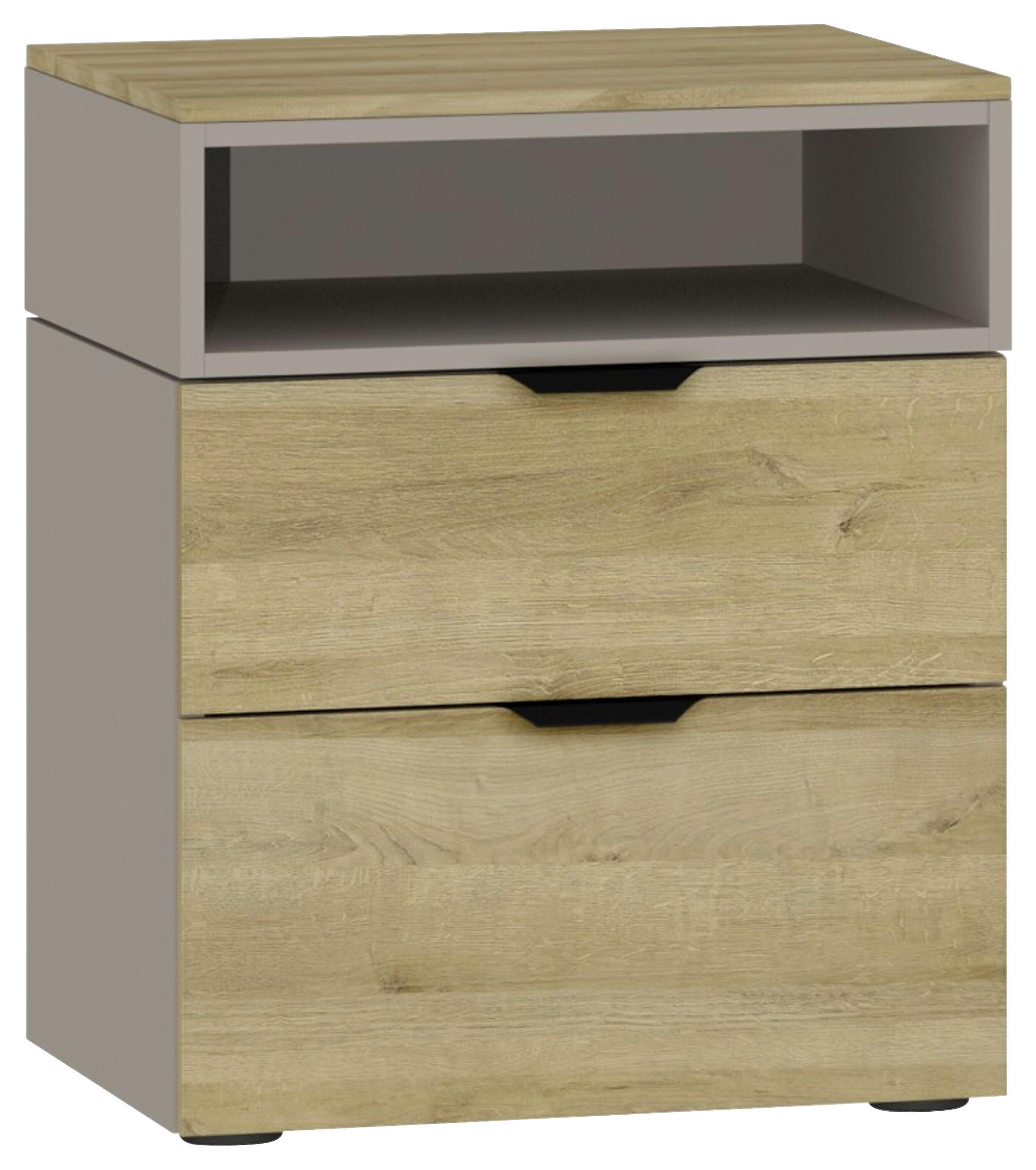 NACHTSCHRANK 45/55/43 cm  - Hellbraun/Eichefarben, Design, Glas/Holzwerkstoff (45/55/43cm) - Jutzler