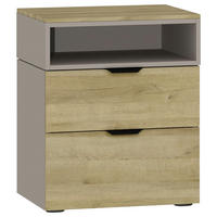 NACHTKÄSTCHEN in Eichefarben, Hellbraun  - Hellbraun/Eichefarben, Design, Glas/Holzwerkstoff (45/55/43cm) - Jutzler