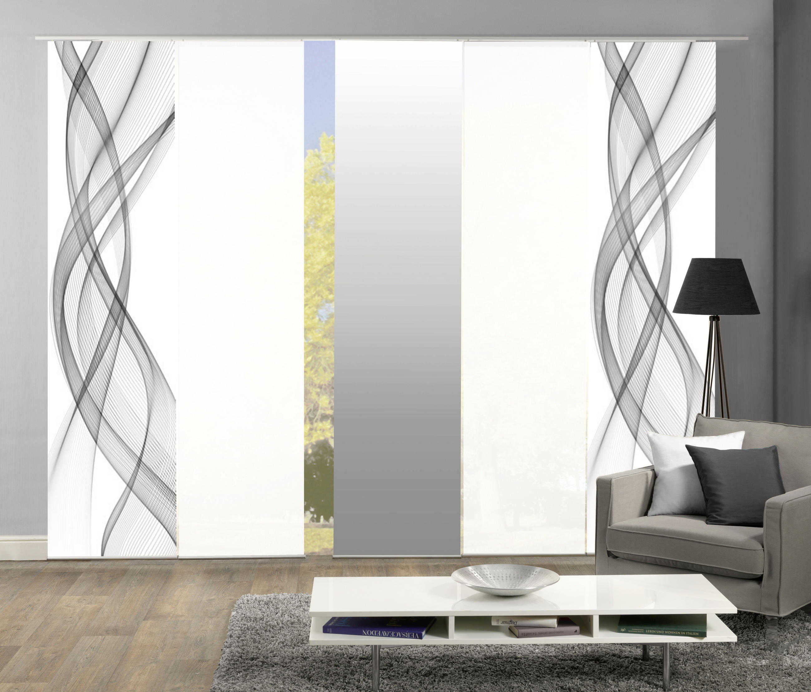 FLÄCHENVORHANG FERROLA, 5-TLG.  5 Stück  blickdicht   60/245 cm  - Grau, Basics, Textil (60/245cm)
