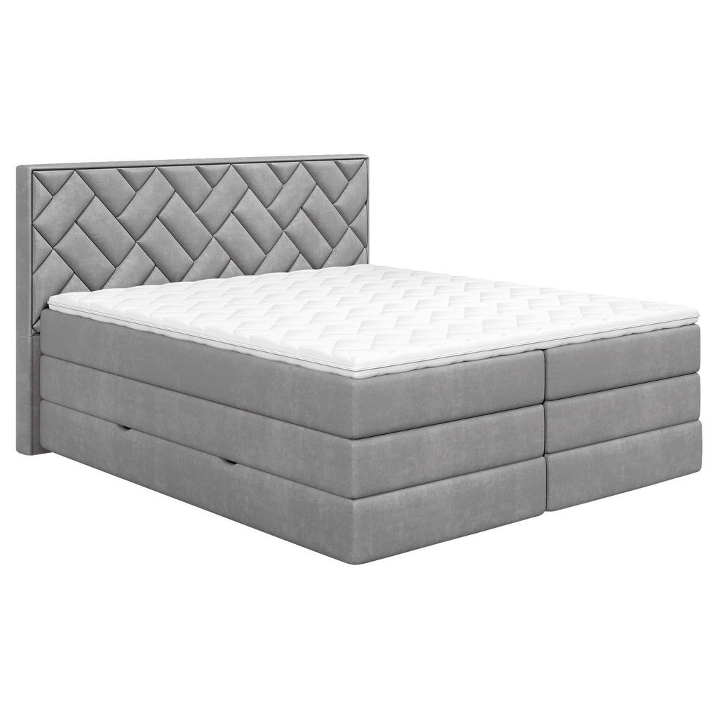 Thumbnail - Mid.you Boxspringbett, Silber, Holzwerkstoff, H3 + H4, Höhe ca. 18 cm, 160x200 cm, Bettkasten, gepolstertes Kopfteil, To...